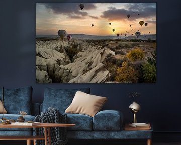 Zonsopkomst in Cappadocië vanuit een luchtballon van Paula Romein