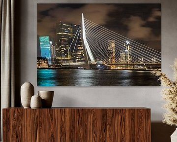 25 years of The Swan, Erasmus bridge in Rotterdam, in the evening by Karin Riethoven