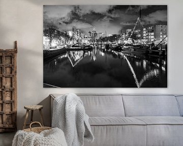 Oudehaven in Rotterdam in zwart-wit van Karin Riethoven