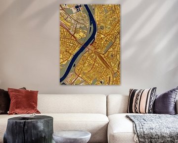 Kaart van het centrum van Venlo in de stijl van Gustav Klimt van Maporia