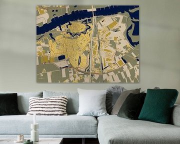Kaart van Zaltbommel in de stijl van Gustav Klimt van Maporia