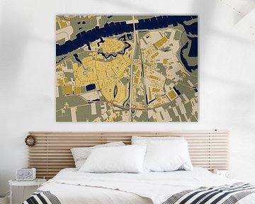Kaart van Zaltbommel in de stijl van Gustav Klimt van Maporia