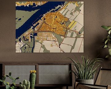 Kaart van Werkendam in de stijl van Gustav Klimt van Maporia