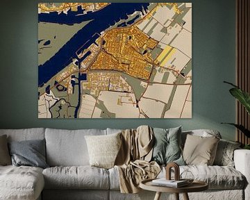 Kaart van Werkendam in de stijl van Gustav Klimt van Maporia