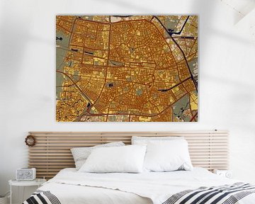 Kaart van het centrum van Tilburg in de stijl van Gustav Klimt van Maporia