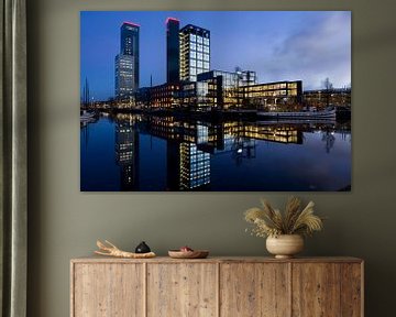 Achmea Tower and Averotower in the evening in Leeuwarden by Rob van Esch