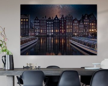 grachtenpanden aan het Damrak in Amsterdam, de hoofdstad van Ned van gaps photography