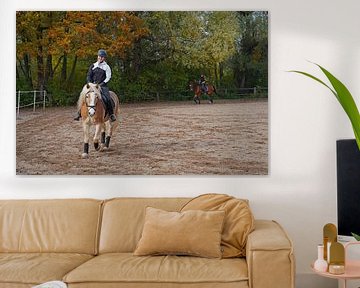 Entraînement avec le Haflinger marron clair à la crinière beige