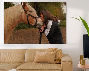 Photoshooting avec un Haflinger marron clair à la crinière beige