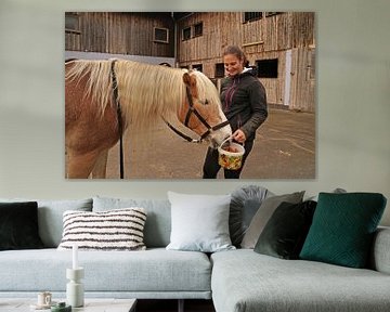 Photoshooting with light brown Haflinger with beige mane by Babetts Bildergalerie