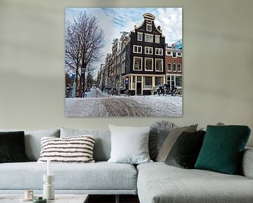 Stadsgezicht van Amsterdam in Nederland in de winter van Eye on You