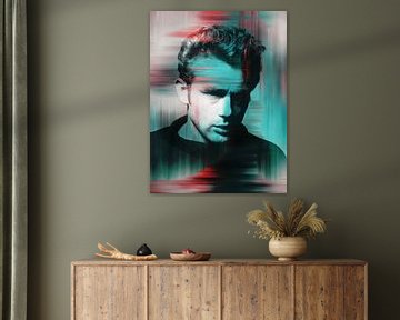 James Dean Abstract Modern Portret in  Blauw Rood van Art By Dominic