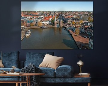 Luchtfoto van historisch stadje Sneek in Friesland met de Waterpoort van Eye on You