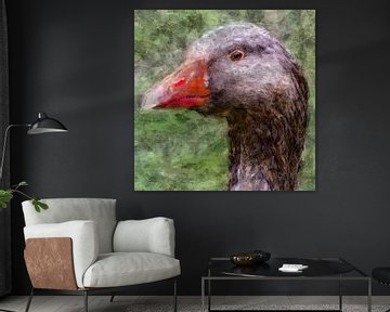 Portret van een grauwe gans (schilderij) van Art by Jeronimo