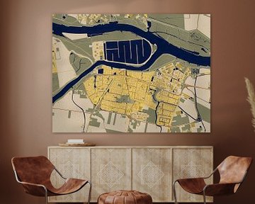 Kaart van Oud-Beijerland in de stijl van Gustav Klimt van Maporia