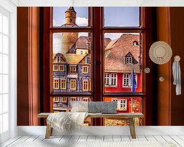 Idstein, uitzicht vanuit het raam op de oude stad met zijn vakwerkhuizen van Fotos by Jan Wehnert