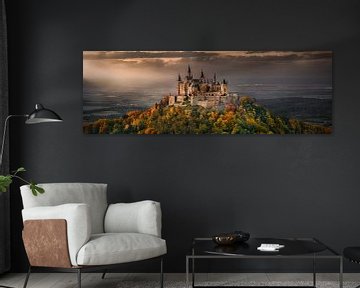 Kasteel Hohenzollern in zonlicht en prachtige herfstkleuren van Voss Fine Art Fotografie