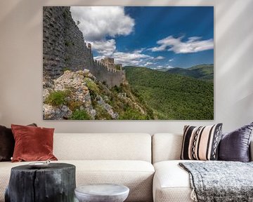 Schloss Puilaurens Katharerland, Languedoc-Roussillon, Pyrenäen, Südfrankreich von Russcher Tekst & Beeld