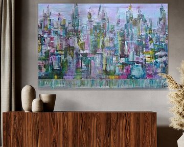 Skyline city vieuw van Kunstenares Mir Mirthe Kolkman van der Klip