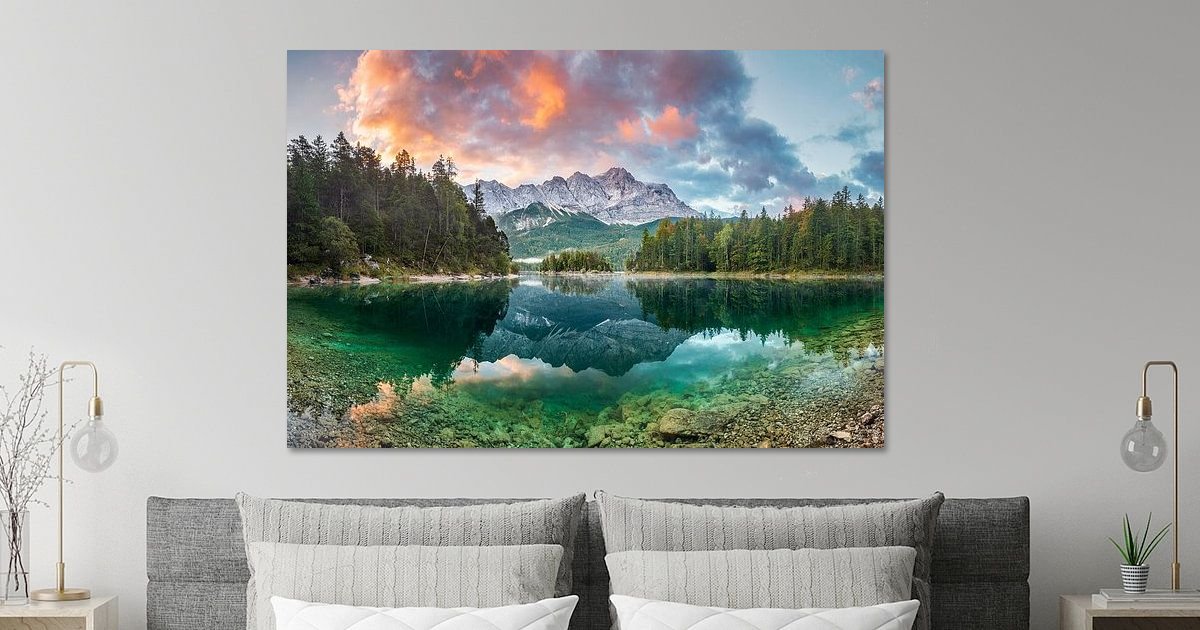 Eibsee lake in Garmisch with Zugspitze peak by Dieter Meyrl on canvas ...