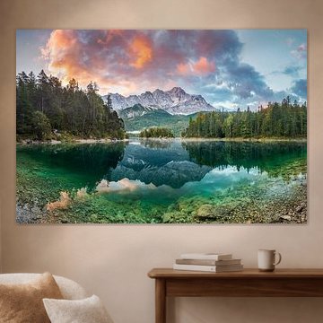 Eibsee in Garmisch met Zugspitze van Dieter Meyrl