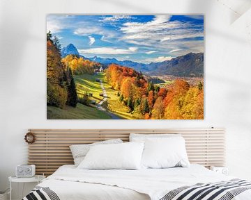 Herfst in Garmisch met Zugspitze van Dieter Meyrl