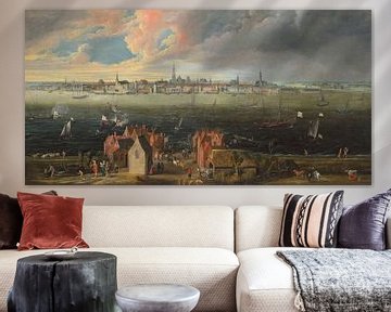 Panoramablick auf die Stadt Antwerpen über die Schelde, Jan Wildens
