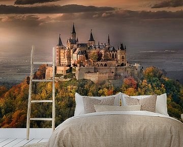 Statig kasteel Hohenzollern in de gouden herfst van Voss Fine Art Fotografie