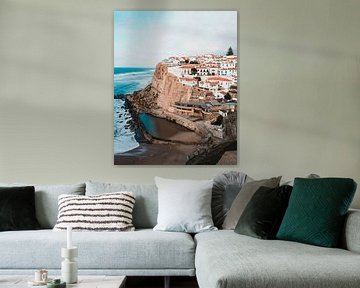 View over Portuguese village on the coast by Dayenne van Peperstraten