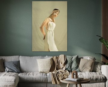 Portret in wit van Carla Van Iersel