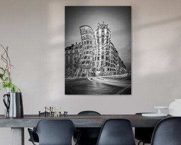 Dancing house in Prague black and white by Michael Valjak