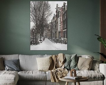 Winter op de Herengracht #1 (vintage edit) van Roger Janssen