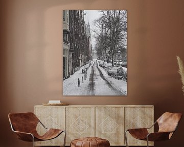 Prinsengracht in de sneeuw #1 (vintage edit) van Roger Janssen