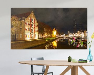 Thorbeckegracht in het centrum van Zwolle in de nacht van Sjoerd van der Wal Fotografie