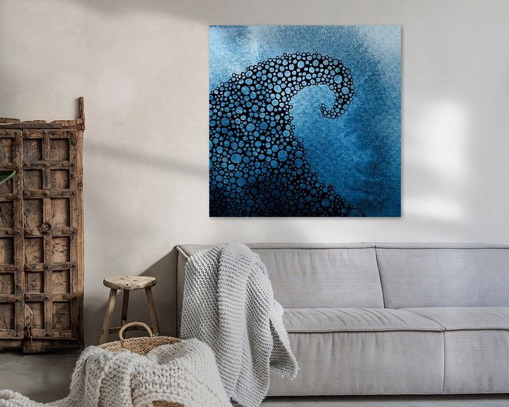 Sfeerimpressie: The Great Bubble Wave | Aquarel schilderij van WatercolorWall
