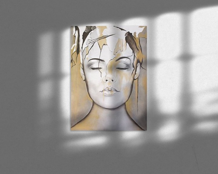 Sfeerimpressie: Vrouw "Messy Head" van Schilderij op Maat XL