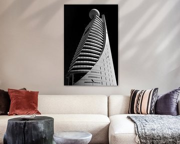 abstract architecture skyscraper in Dubai UAE in black and white by Dieter Walther