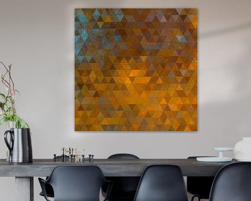 Mozaïek driehoek blauw oranje #mosaic van JBJart Justyna Jaszke