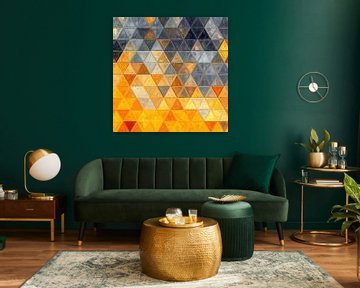 Mozaïek driehoek oranje grijs #mosaic van JBJart Justyna Jaszke