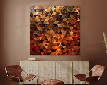 Mozaïek driehoek bruin oranje #mosaic van JBJart Justyna Jaszke