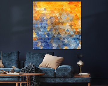 Mozaïek driehoek blauw geel #mosaic van JBJart Justyna Jaszke