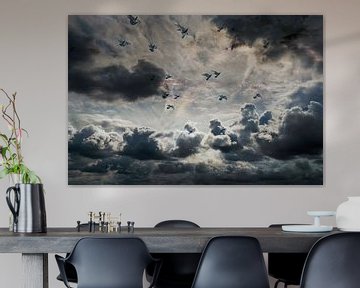 Dark clouds with free birds by Marijke de Leeuw - Gabriëlse