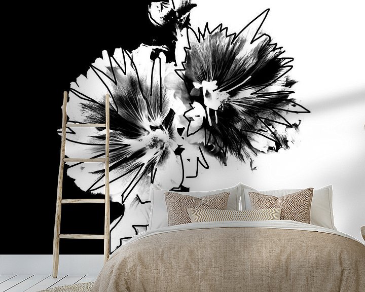 Sfeerimpressie behang: Opposites attract | zwart-wit van Henriëtte Mosselman