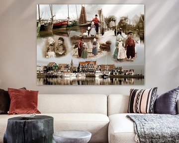 Collage oud en nieuw Volendam van Dutch Art