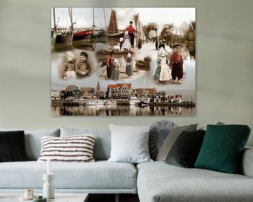 Collage oud en nieuw Volendam by Dutch Art