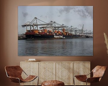 Containerschepen aan de kade afgemeerd Maasvlakte van scheepskijkerhavenfotografie