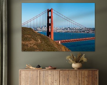 Golden Gate Bridge met San Francisco Skyline Californië VS van Dieter Walther