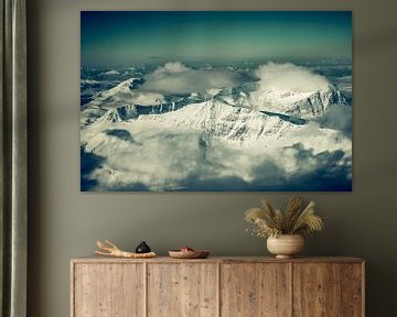 Norway during winter aerial view with snow covered mountains by Sjoerd van der Wal Photography