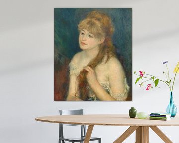 Eine junge Frau beim Flechten ihrer Haare, Pierre Auguste Renoir