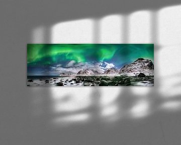 Noorderlicht in Noorwegen op de Lofoten. van Voss Fine Art Fotografie